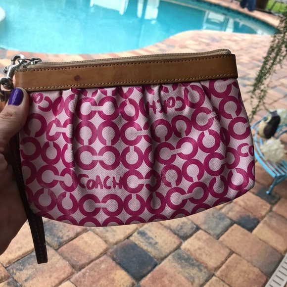 Pink Coach Wristlet - Picture 1 of 3